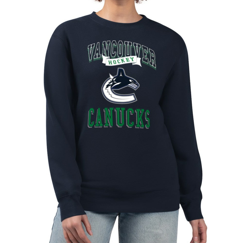 Vancouver Canucks - G-III 4Her by Carl Banks Women's Team Logo Tri-Blend Fleece Pullover Sweatshirt Navy
