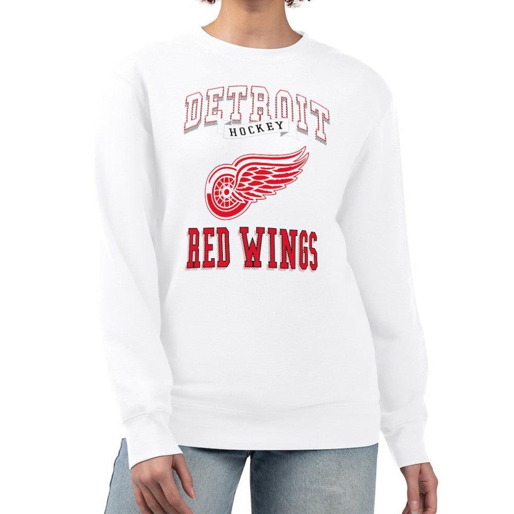 Detroit Red Wings - G-III 4Her by Carl Banks Women's Team Logo Tri-Blend Fleece Pullover Sweatshirt White