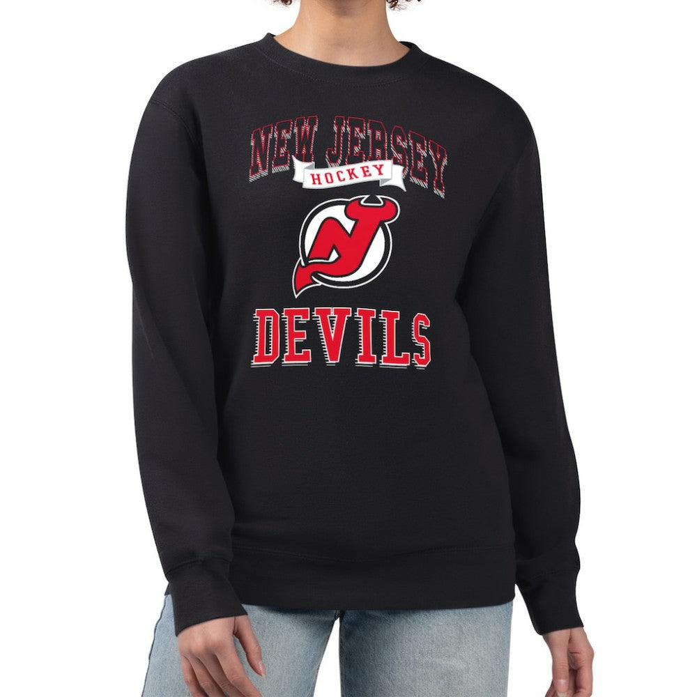 New Jersey Devils - G-III 4Her by Carl Banks Women's Team Logo Tri-Blend Fleece Pullover Sweatshirt Black