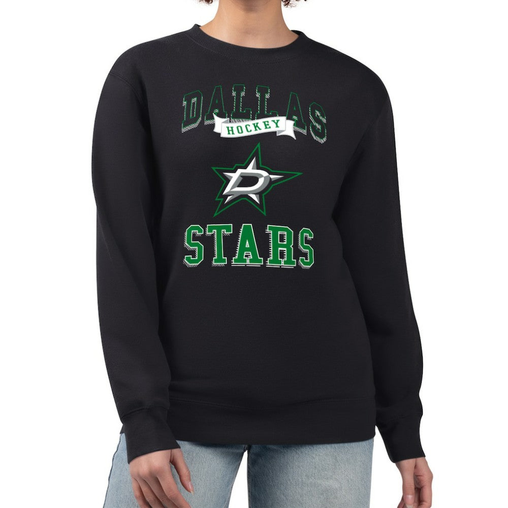 Dallas Stars - G-III 4Her by Carl Banks Women's Team Logo Tri-Blend Fleece Pullover Sweatshirt Black