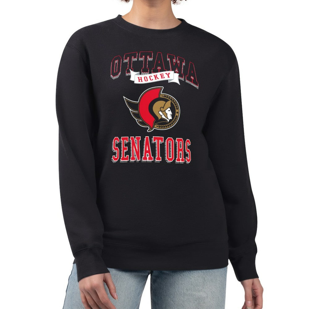 Ottawa Senators - G-III 4Her by Carl Banks Women's Team Logo Tri-Blend Fleece Pullover Sweatshirt Black