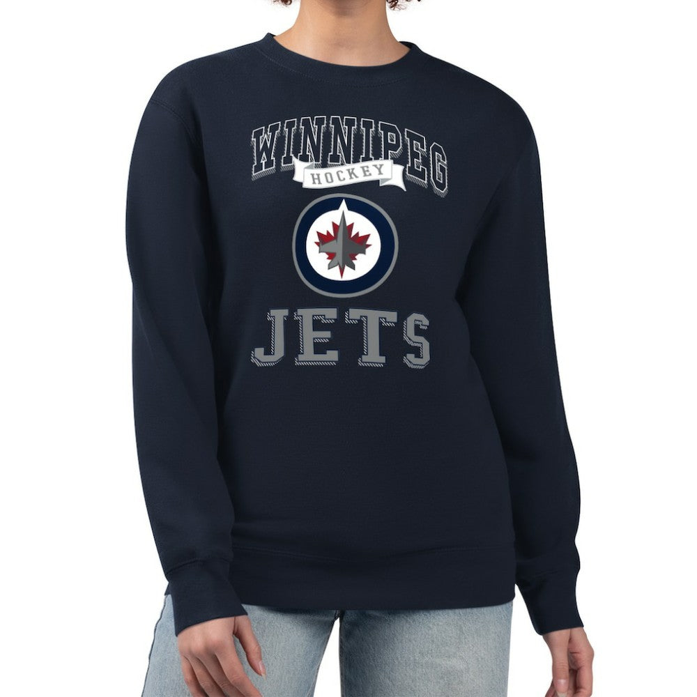 Winnipeg Jets - G-III 4Her by Carl Banks Women's Team Logo Tri-Blend Fleece Pullover Sweatshirt Navy