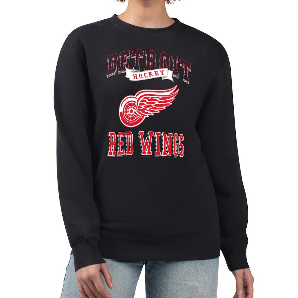Detroit Red Wings - G-III 4Her by Carl Banks Women's Team Logo Tri-Blend Fleece Pullover Sweatshirt Black