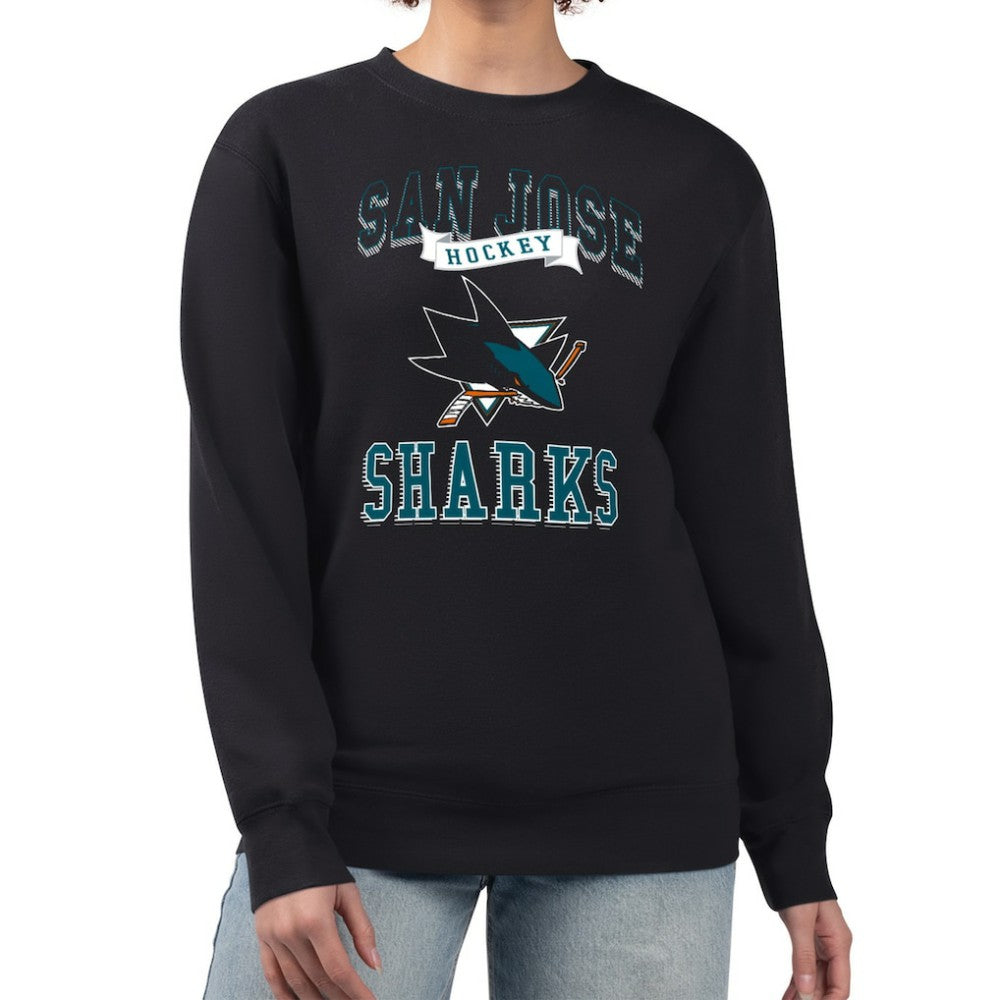 San Jose Sharks - G-III 4Her by Carl Banks Women's Team Logo Tri-Blend Fleece Pullover Sweatshirt Black