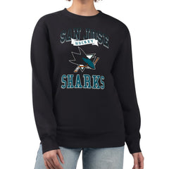 San Jose Sharks - G-III 4Her by Carl Banks Women's Team Logo Tri-Blend Fleece Pullover Sweatshirt Black