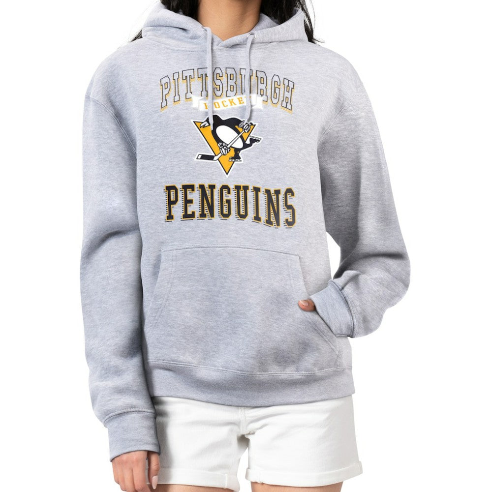 Pittsburgh Penguins G-III 4Her by Carl Banks Women's Team Logo Tri-Blend Fleece Pullover Hoodie Heather Gray