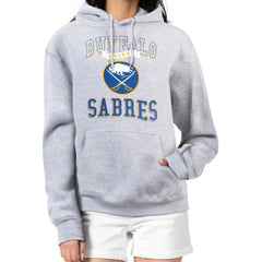 Buffalo Sabres - G-III 4Her by Carl Banks Women's Team Logo Tri-Blend Fleece Pullover Hoodie Heather Gray