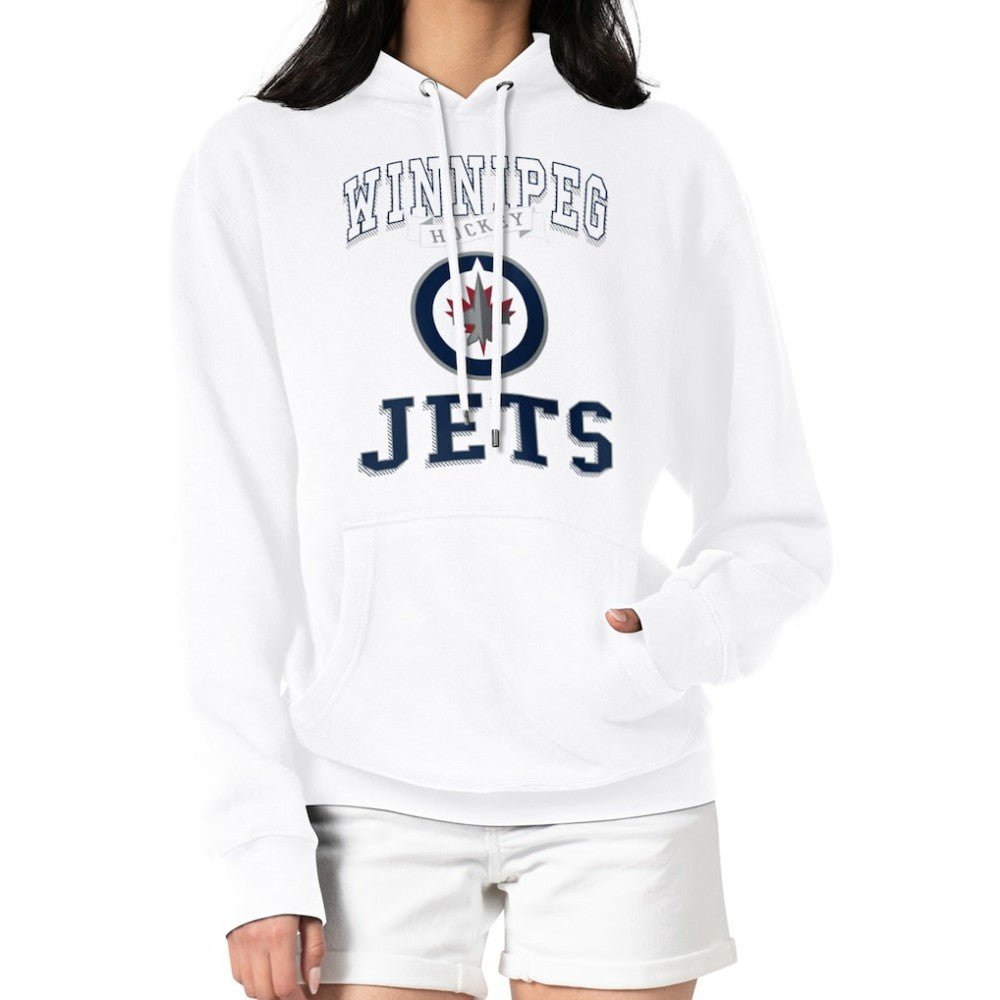 Winnipeg Jets - G-III 4Her by Carl Banks Women's Team Logo Tri-Blend Fleece Pullover Hoodie White