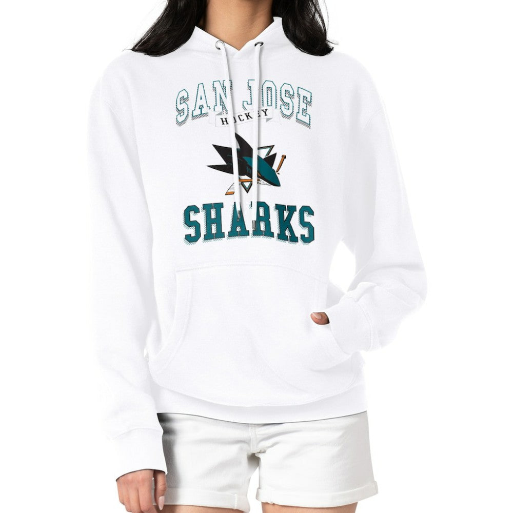 San Jose Sharks - G-III 4Her by Carl Banks Women's Team Logo Tri-Blend Fleece Pullover Hoodie White
