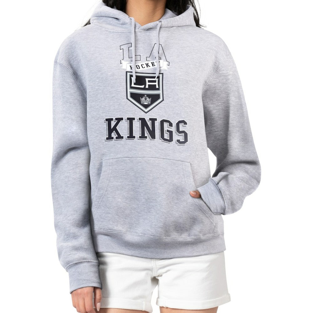 Los Angeles Kings - G-III 4Her by Carl Banks Women's Team Logo Tri-Blend Fleece Pullover Hoodie Heather Gray