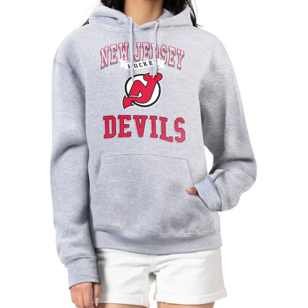 New Jersey Devils - G-III 4Her by Carl Banks Women's Team Logo Tri-Blend Fleece Pullover Hoodie Heather Gray