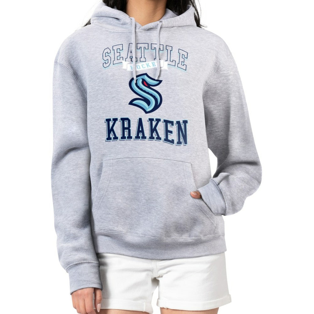 Seattle Kraken G-III 4Her by Carl Banks Women's Team Logo Tri-Blend Fleece Pullover Hoodie Heather Gray