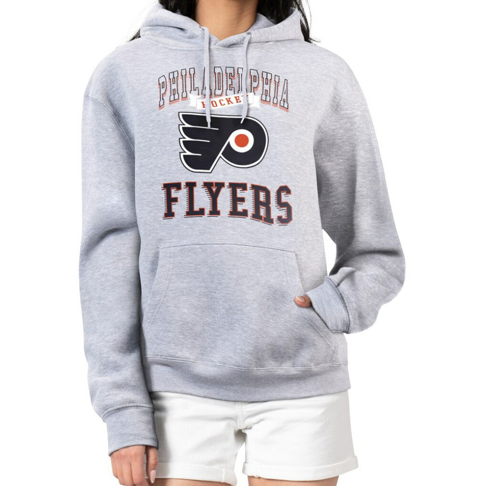 Philadelphia Flyers - G-III 4Her by Carl Banks Women's Team Logo Tri-Blend Fleece Pullover Hoodie Heather Gray