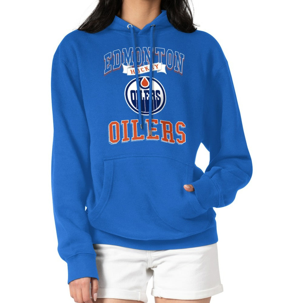 Edmonton Oilers - G-III 4Her by Carl Banks Women's Team Logo Tri-Blend Fleece Pullover Hoodie Royal