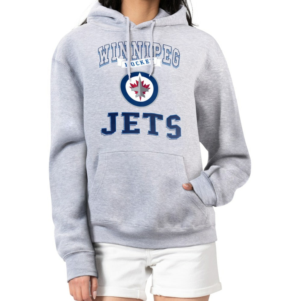 Winnipeg Jets - G-III 4Her by Carl Banks Women's Team Logo Tri-Blend Fleece Pullover Hoodie Heather Gray