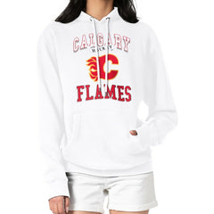Calgary Flames - G-III 4Her by Carl Banks Women's Team Logo Tri-Blend Fleece Pullover Hoodie White