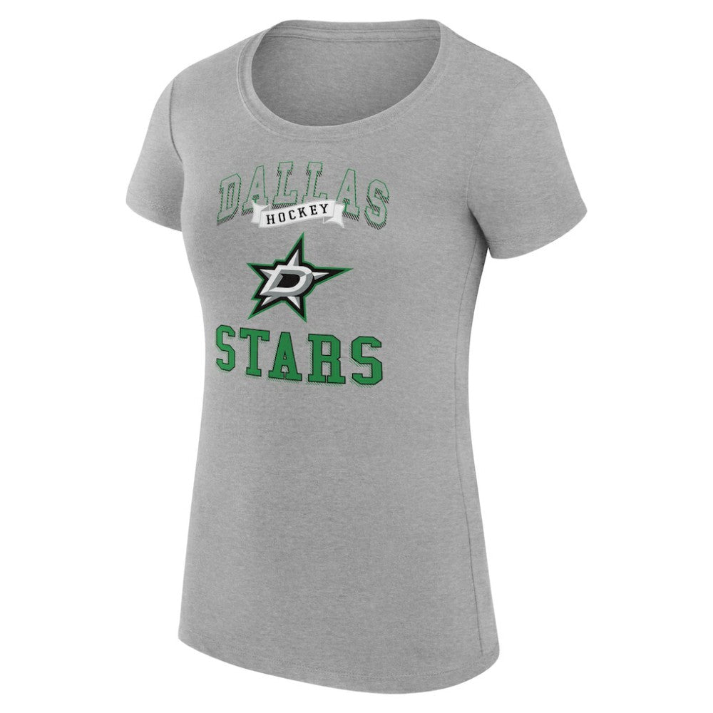 Dallas Stars - G-III 4Her by Carl Banks Women's Super-Slim Fit Lightweight Team Logo Graphic T-Shirt Heather Gray