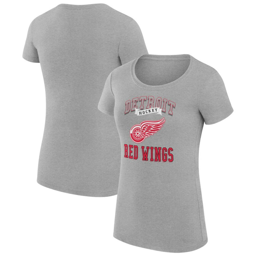 Detroit Red Wings - G-III 4Her by Carl Banks Women's Super-Slim Fit Lightweight Team Logo Graphic T-Shirt Heather Gray