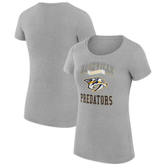 Nashville Predators - G-III 4Her by Carl Banks Women's Super-Slim Fit Lightweight Team Logo Graphic T-Shirt Heather Gray