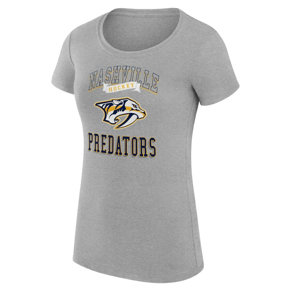 Nashville Predators - G-III 4Her by Carl Banks Women's Super-Slim Fit Lightweight Team Logo Graphic T-Shirt Heather Gray
