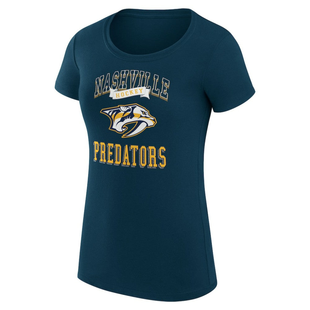 Nashville Predators - G-III 4Her by Carl Banks Women's Super-Slim Fit Lightweight Team Logo Graphic T-Shirt Navy