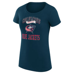 Columbus Blue Jackets - G-III 4Her by Carl Banks Women's Super-Slim Fit Lightweight Team Logo Graphic T-Shirt Navy