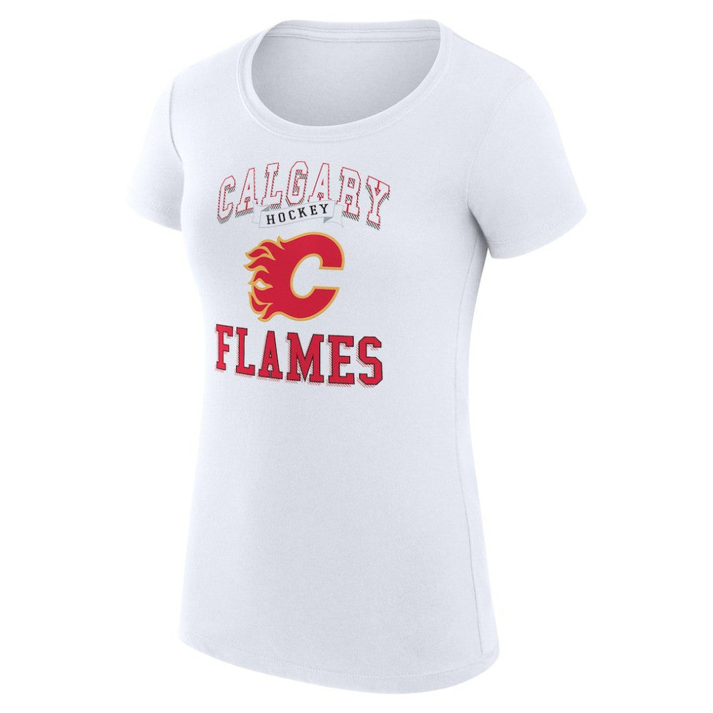 Calgary Flames - G-III 4Her by Carl Banks Women's Super-Slim Fit Lightweight Team Logo Graphic T-Shirt White