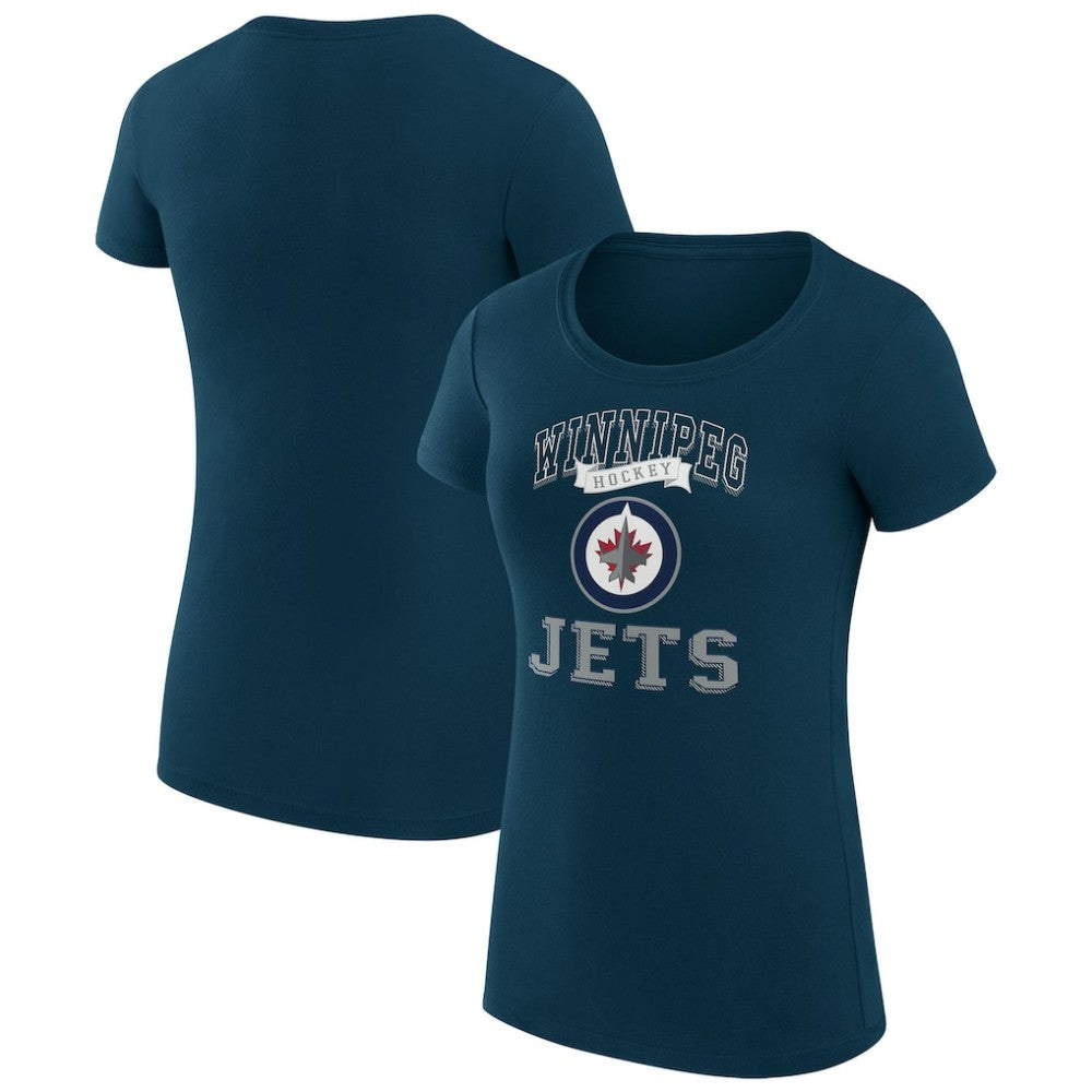 Winnipeg Jets - G-III 4Her by Carl Banks Women's Super-Slim Fit Lightweight Team Logo Graphic T-Shirt Navy