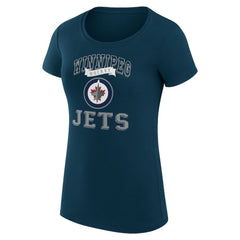 Winnipeg Jets - G-III 4Her by Carl Banks Women's Super-Slim Fit Lightweight Team Logo Graphic T-Shirt Navy