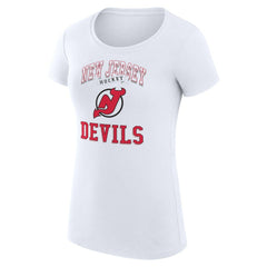 New Jersey Devils - G-III 4Her by Carl Banks Women's Super-Slim Fit Lightweight Team Logo Graphic T-Shirt White