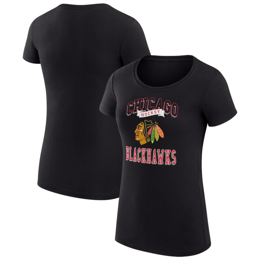 Chicago Blackhawks G-III 4Her by Carl Banks Women's Super-Slim Fit Lightweight Team Logo Graphic T-Shirt Black