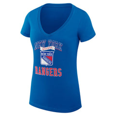 New York Rangers G-III 4Her by Carl Banks Women's Super-Slim Fit Lightweight Team Logo Graphic V-Neck T-Shirt Blue