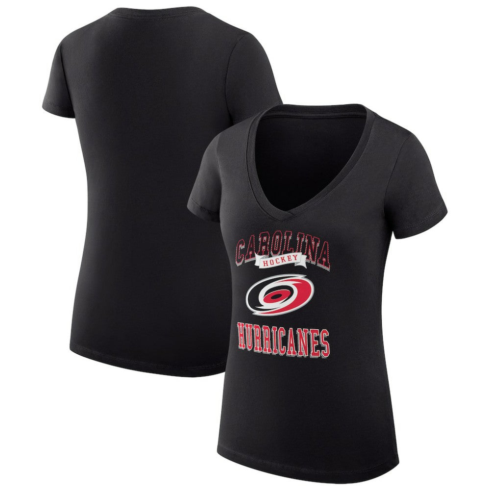 Carolina Hurricanes - G-III 4Her by Carl Banks Women's Super-Slim Fit Lightweight Team Logo Graphic V-Neck T-Shirt Black
