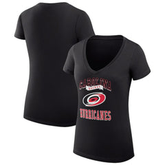 Carolina Hurricanes - G-III 4Her by Carl Banks Women's Super-Slim Fit Lightweight Team Logo Graphic V-Neck T-Shirt Black