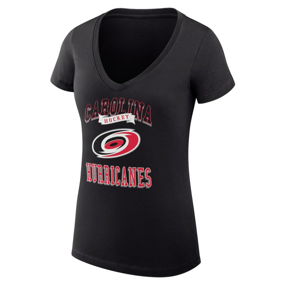 Carolina Hurricanes - G-III 4Her by Carl Banks Women's Super-Slim Fit Lightweight Team Logo Graphic V-Neck T-Shirt Black