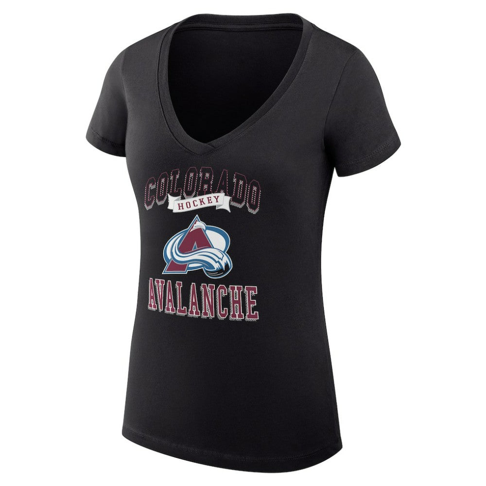 Colorado Avalanche - G-III 4Her by Carl Banks Women's Super-Slim Fit Lightweight Team Logo Graphic V-Neck T-Shirt Black