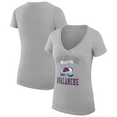 Colorado Avalanche - G-III 4Her by Carl Banks Women's Super-Slim Fit Lightweight Team Logo Graphic V-Neck T-Shirt Heather Gray