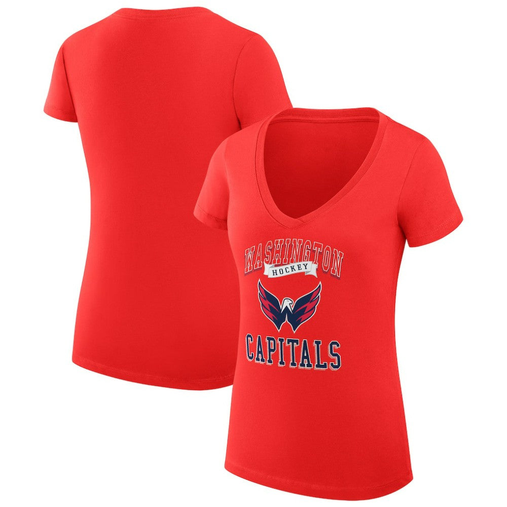 Washington Capitals G-III 4Her by Carl Banks Women's Super-Slim Fit Lightweight Team Logo Graphic V-Neck T-Shirt Red