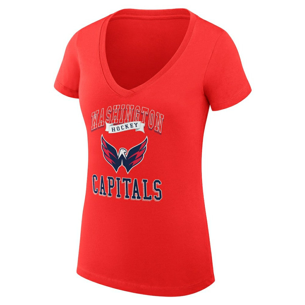 Washington Capitals G-III 4Her by Carl Banks Women's Super-Slim Fit Lightweight Team Logo Graphic V-Neck T-Shirt Red