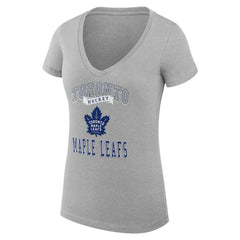 Toronto Maple Leafs - G-III 4Her by Carl Banks Women's Super-Slim Fit Lightweight Team Logo Graphic V-Neck T-Shirt Heather Gray