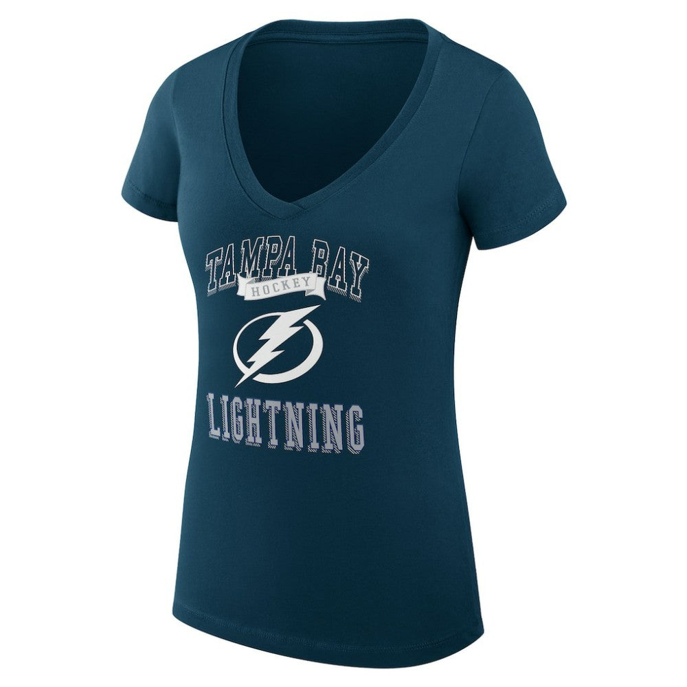Tampa Bay Lightning - G-III 4Her by Carl Banks Women's Super-Slim Fit Lightweight Team Logo Graphic V-Neck T-Shirt Navy