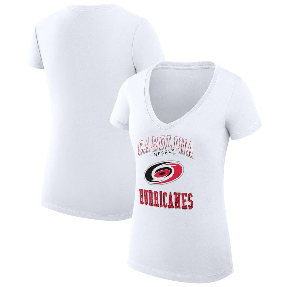 Carolina Hurricanes - G-III 4Her by Carl Banks Women's Super-Slim Fit Lightweight Team Logo Graphic V-Neck T-Shirt White