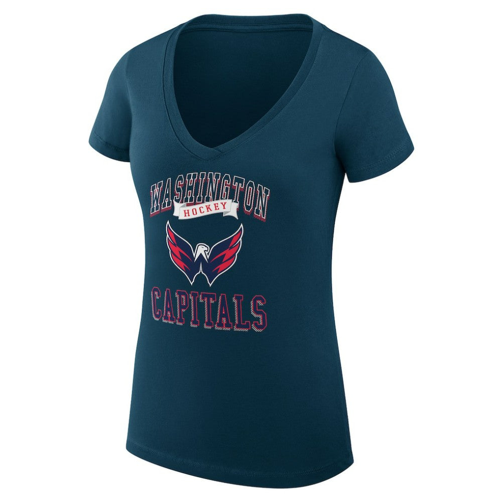 Washington Capitals G-III 4Her by Carl Banks Women's Super-Slim Fit Lightweight Team Logo Graphic V-Neck T-Shirt Navy