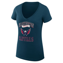 Washington Capitals G-III 4Her by Carl Banks Women's Super-Slim Fit Lightweight Team Logo Graphic V-Neck T-Shirt Navy