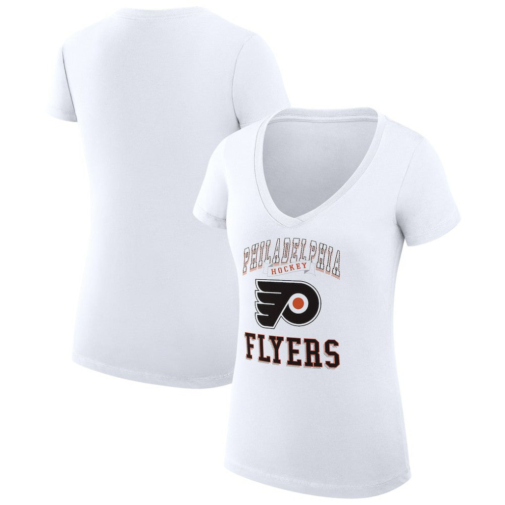 Philadelphia Flyers - G-III 4Her by Carl Banks Women's Super-Slim Fit Lightweight Team Logo Graphic V-Neck T-Shirt White