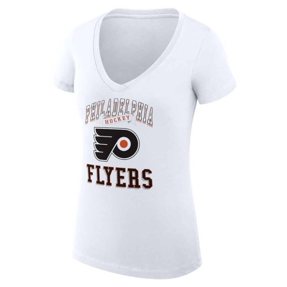 Philadelphia Flyers - G-III 4Her by Carl Banks Women's Super-Slim Fit Lightweight Team Logo Graphic V-Neck T-Shirt White