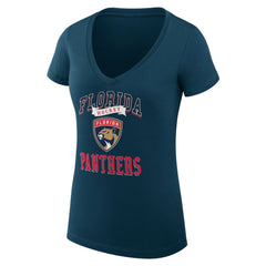 Florida Panthers - G-III 4Her by Carl Banks Women's Super-Slim Fit Lightweight Team Logo Graphic V-Neck T-Shirt Navy