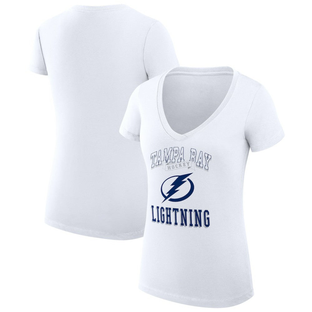 Tampa Bay Lightning - G-III 4Her by Carl Banks Women's Super-Slim Fit Lightweight Team Logo Graphic V-Neck T-Shirt White