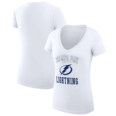 Tampa Bay Lightning - G-III 4Her by Carl Banks Women's Super-Slim Fit Lightweight Team Logo Graphic V-Neck T-Shirt White