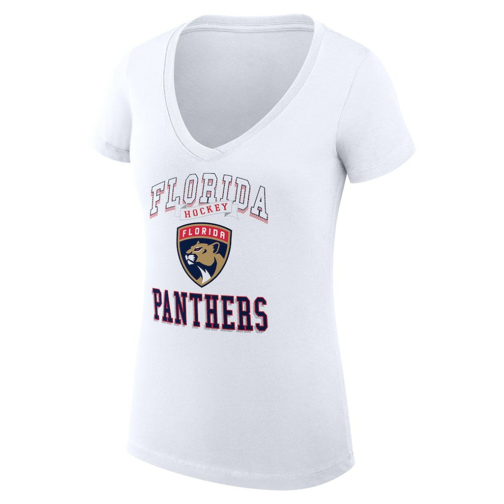 Florida Panthers - G-III 4Her by Carl Banks Women's Super-Slim Fit Lightweight Team Logo Graphic V-Neck T-Shirt White